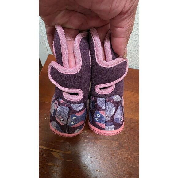 Bogs Baby Bogs Owl Print Purple & Pink Insulated Waterproof Boots Size 6T Infant - Picture 4 of 6